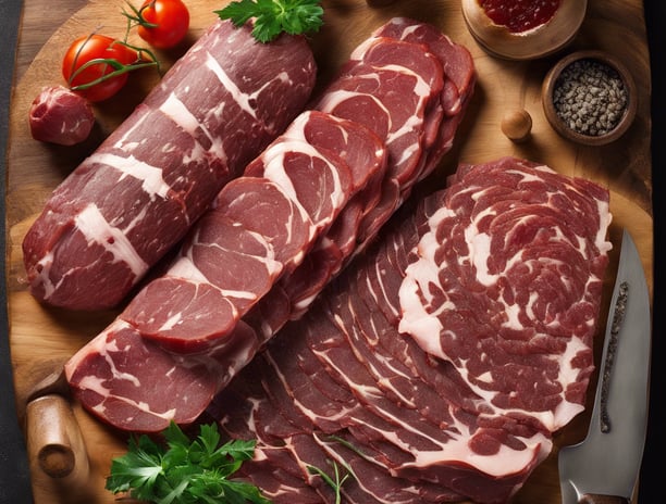 sliced sausage beside brown handle knife