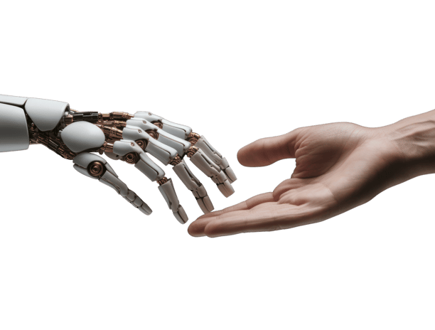 a robot hand reaching out of a hand