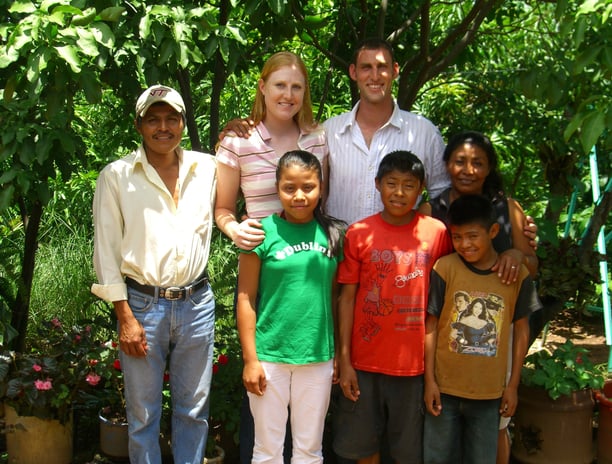 C.J. and Jenny Colavito with their Nicaraguan host family, the Perez Sanchez family.