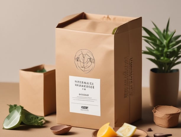 Various jars and recyclable packaging are arranged neatly, featuring a product labeled 'Cake Vaisselle Waschcake'. These are eco-friendly cleaning products displayed on a shelf, with a focus on sustainability and aesthetics. A pink container and a yellow jar are visible among the items.