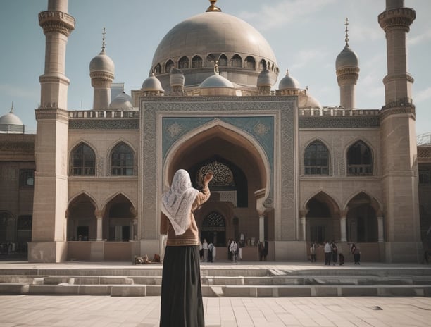 A group of people engaged in a spiritual or meditative practice, sitting in a row with hands raised in prayer or meditation gestures. The setting appears to be outdoors with a natural backdrop and metal fencing. The atmosphere is serene and focused.