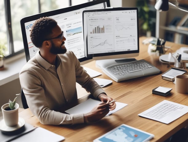 image of busines owner using google ads