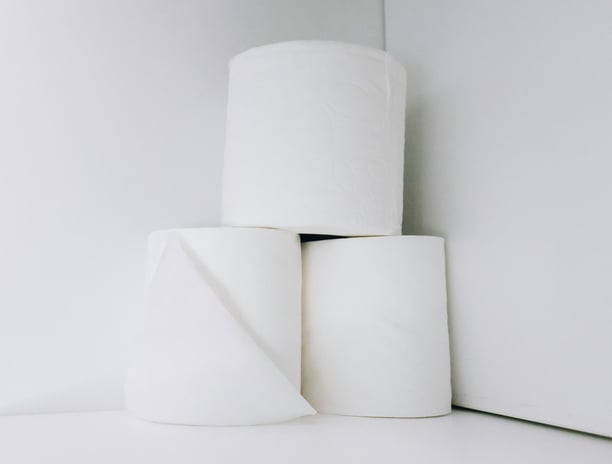 White paper roll in corner
