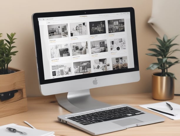 A hand holds a smartphone displaying the Shopify website, focusing on a page about payment processing. Text about Simple Payments and Shopify Payments is visible along with some graphical elements like a chair and a desk lamp.