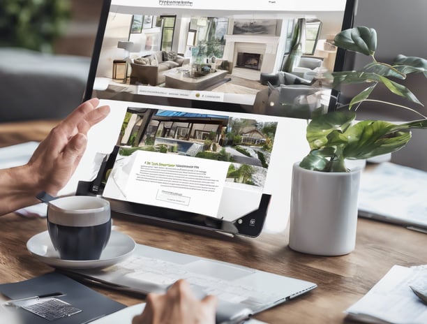 digital marketing artwork on brown wooden surface