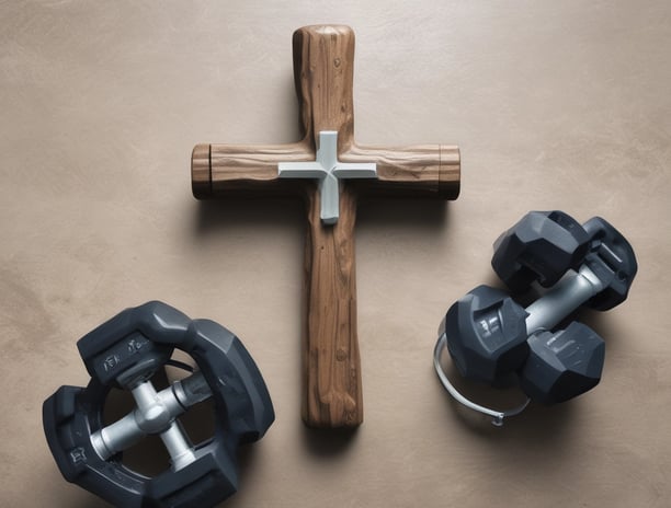 A dimly lit gym environment with a focus on a wooden panel displaying 'Muscle Up Performance'. Shadows and light create a dramatic effect on the dark-tiled floor. Motivational words like 'Focus', 'Motivation', 'Dedication', and 'Excuses' are subtly visible on the wall.