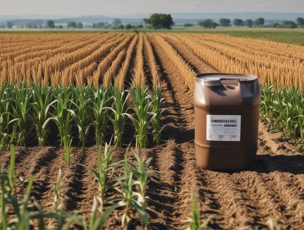 A tube of PlantaDea bio body cream is displayed in the foreground on soil, with a background of vibrant red tulips and green leaves under a clear blue sky.