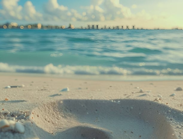 An image of a Key West Florida beach with a title for Evelyn Harper's blog