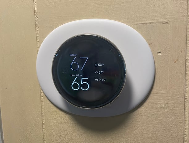 Photo with a thermostat control unit instaleld for ShirleyW - a Google Review