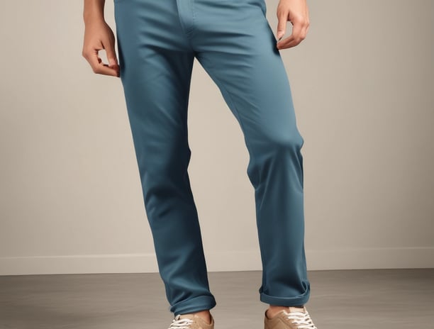 A pair of wide-legged pants featuring an intricate, symmetrical pattern design in blue with darker and lighter contrasts. The fabric gives a casual yet sophisticated appearance, and the pants are paired with clear, modern-looking heeled sandals. The background is a neutral shade, highlighting the pants.