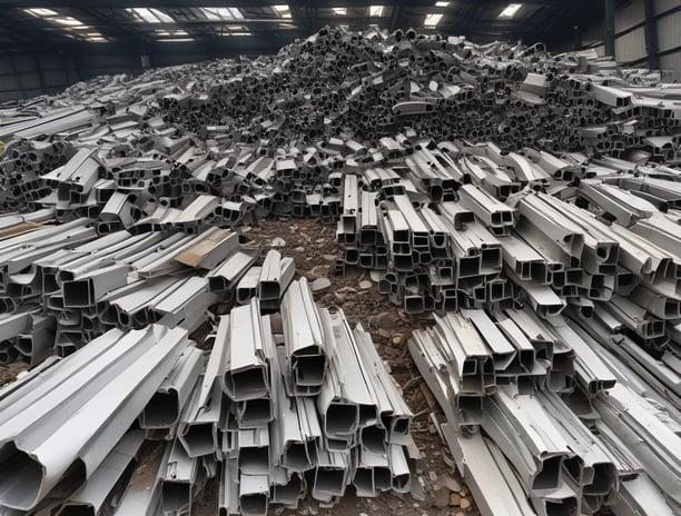 show aluminium extrusion scrap lying around in the scrapyard