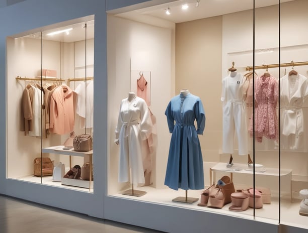 a clothing store with a display of clothes and accessories