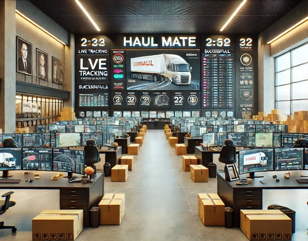A semi-truck hauling freight on a rural road, representing Haul Mate's dispatching expertise