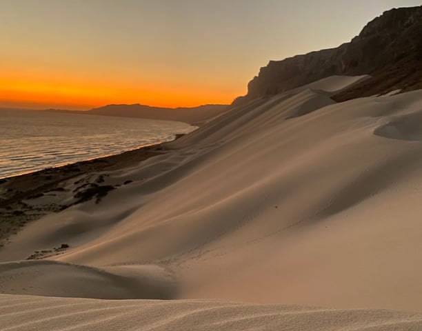 Socotra island tour sunrise over Arher beach sand dune