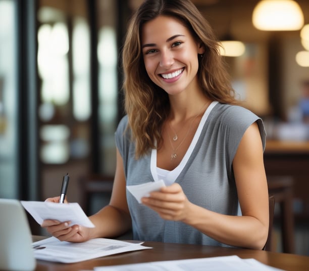A large, modern building with a prominent red logo of a financial institution on its façade. The building has a geometric and industrial design, surrounded by other urban structures. A rooftop with various equipment and antennas can be seen, along with a cityscape in the background.