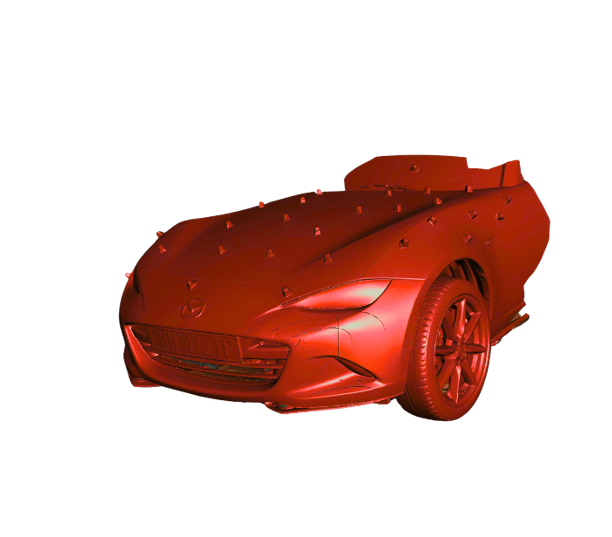 Skan 3D samochodu czerwony