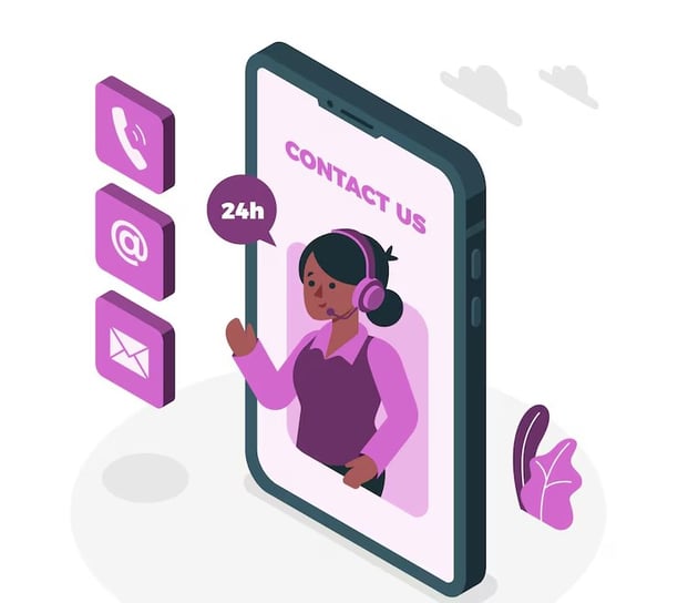 a woman in a headset with a phone phone