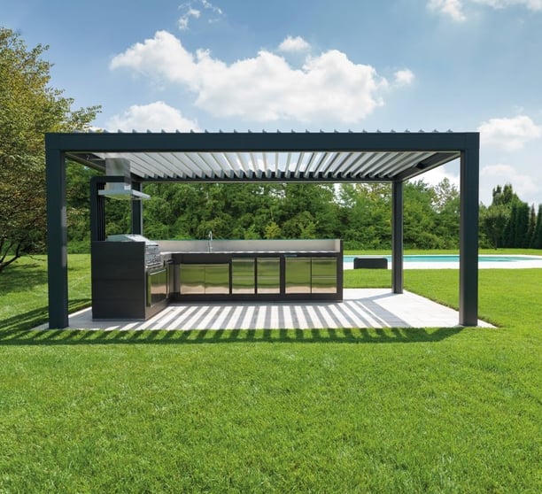 aluminum pergola for outdoor kitchen