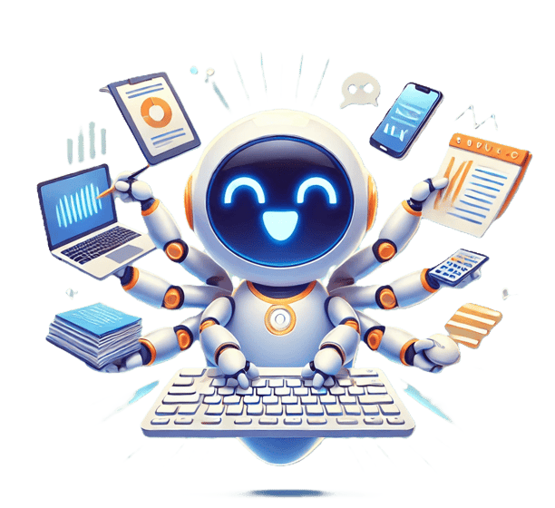 Eleone RPA Robot happily multitasking, streamlining digital and automation tasks