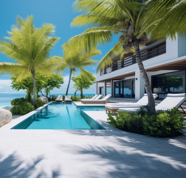 a pool with a view of the ocean