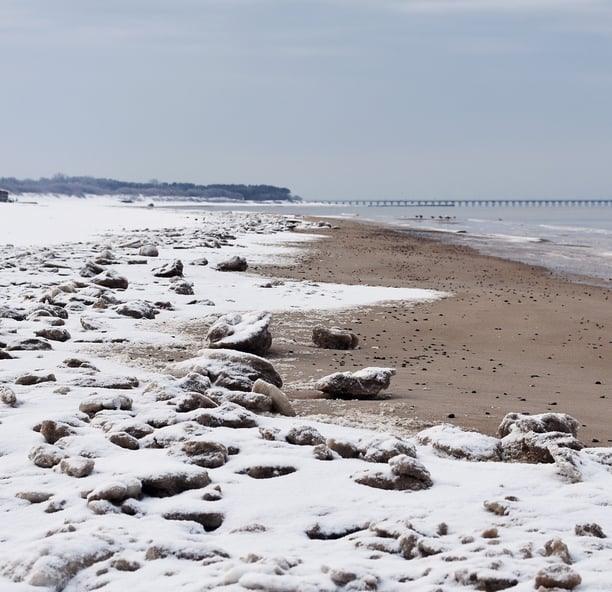 Snow on beach