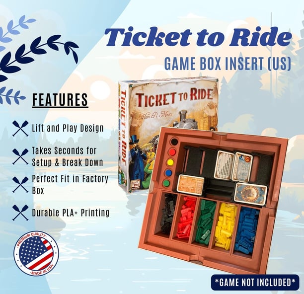 Image of Custom Ticket To Ride Box Insert and Card Rack
