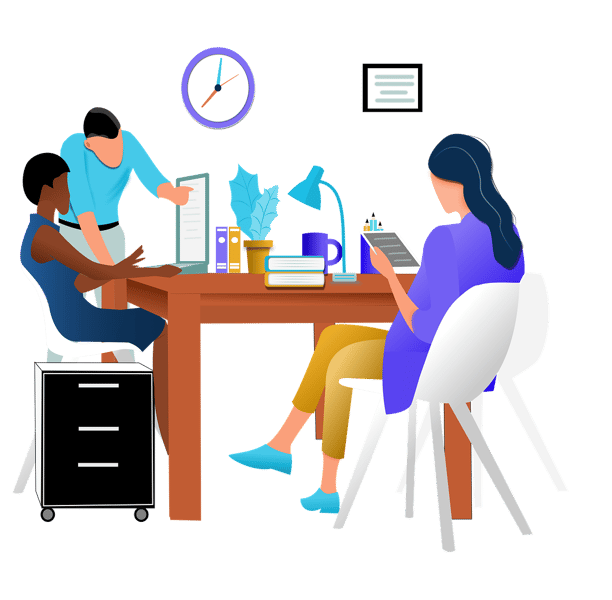 Icone représentant un travail administratif varié, efficace et professionnel