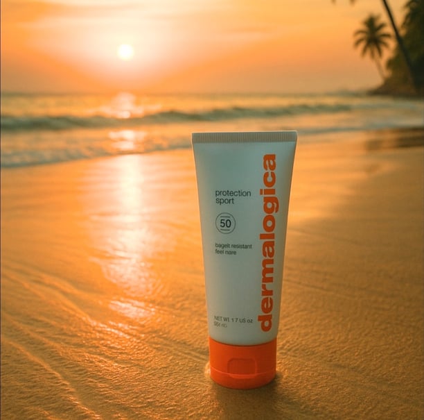 Dermalogica Protection Sport SPF 50 in the sand of a Thai beach at sunset
