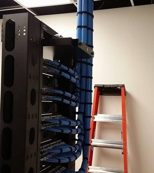 server rack with manged cables 