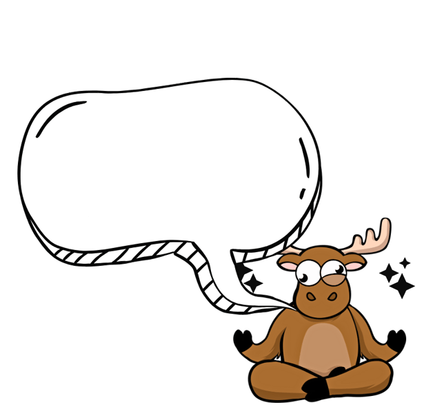 Krazy Moose mascot with a speech bubble