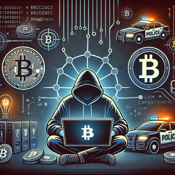 a person sitting on a laptop computer with a laptop and a laptop, bitcoin police
