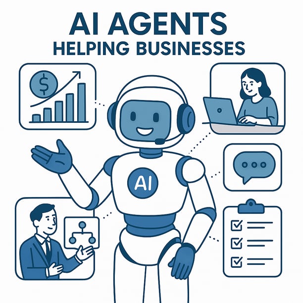 AI Agents help businesses get more leads, increase revenue, book appointments, give support, etc.