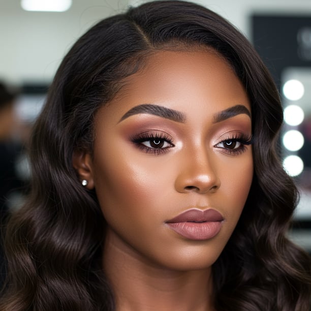a woman with a brown hair and elegant makeup