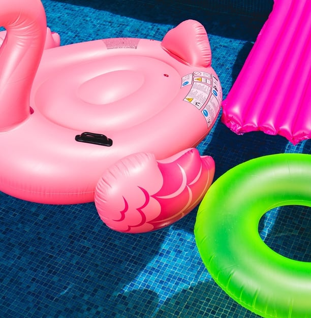 Inflatable toys in a swimming pool