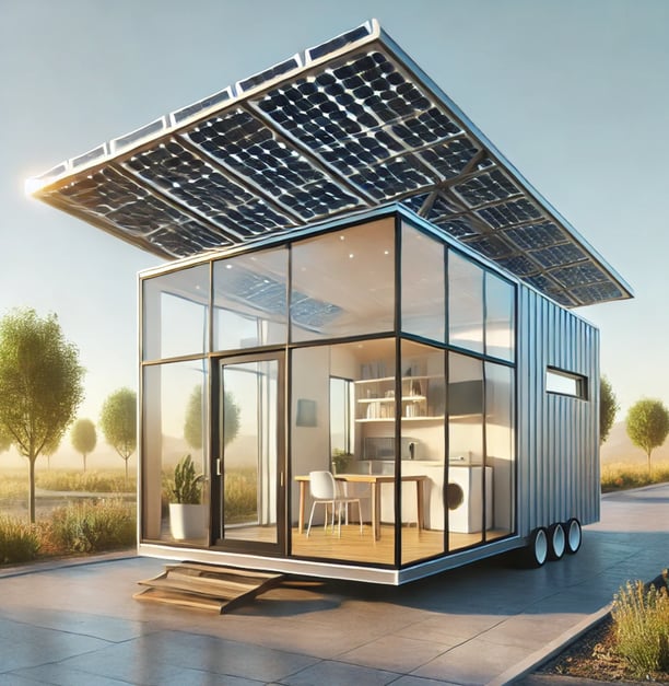 Image de concept de tiny house du futur : La Tiny house solaire