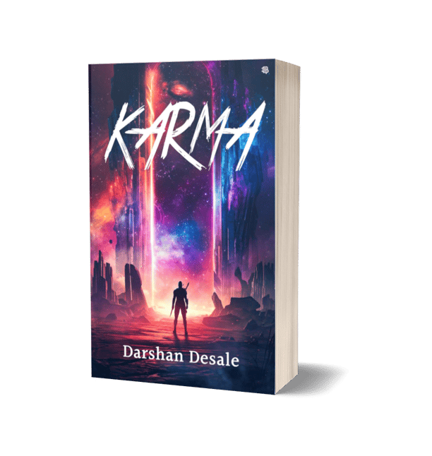 Book cover of 'KARMA' by Darshan Desale, a mythological based novel.