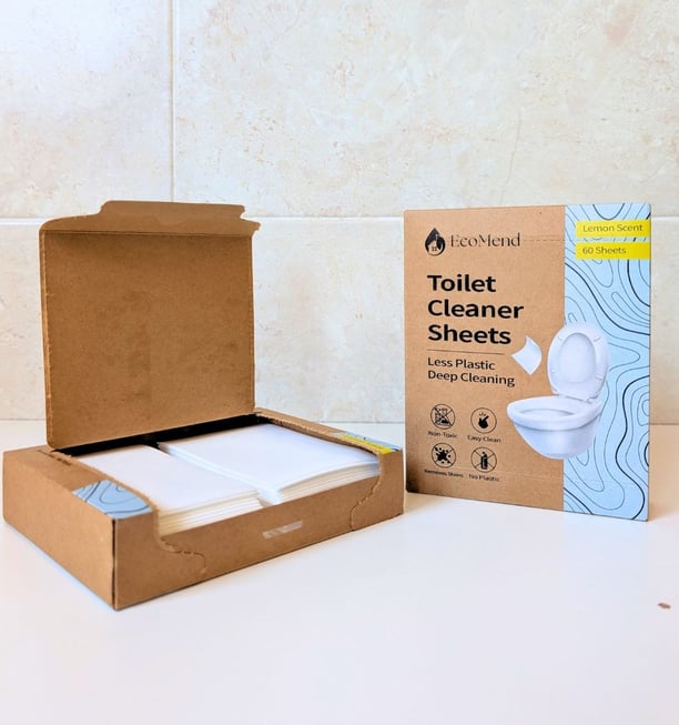 supplied subscription of 2 boxes of ecomend toilet cleaner sheets with biodegradable packaging 