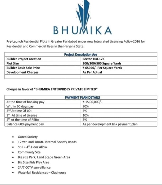 bhumika plot in faridabad