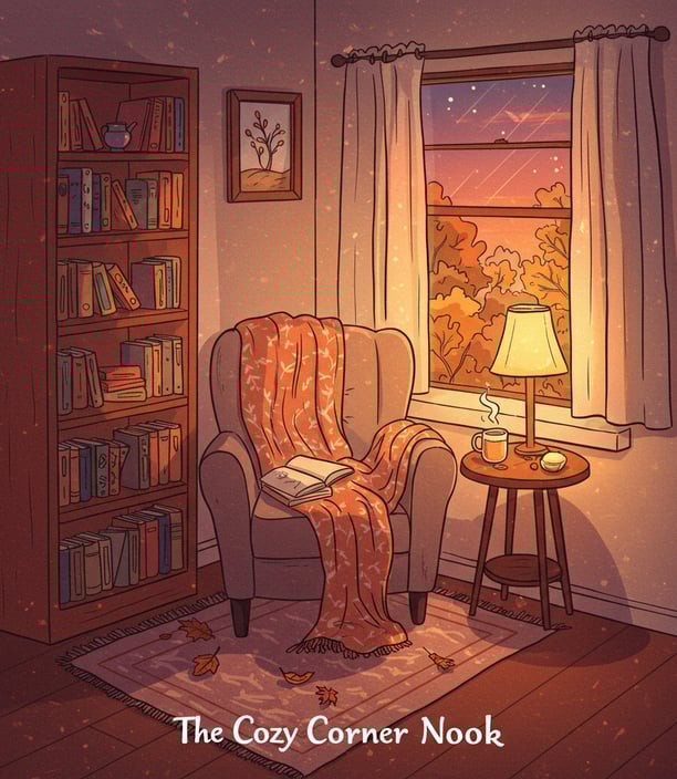 a chair with a blanket on it and a lamp on the side of a chair