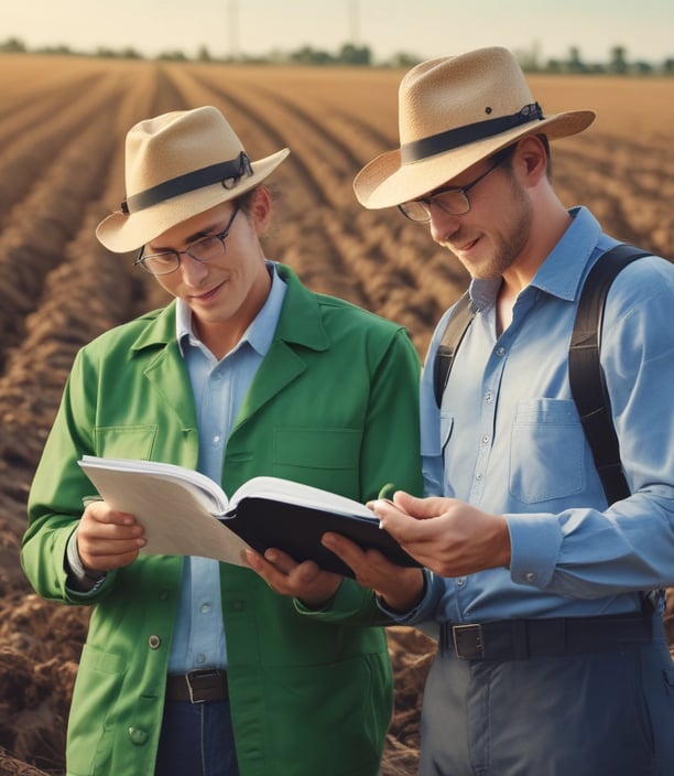 An open textbook on a desk features illustrations of various fruits and vegetables with labels, accompanied by detailed text. A child's hand is visible, holding a pencil over a notebook. Other items, such as a highlighter and eraser, are present on the desk.