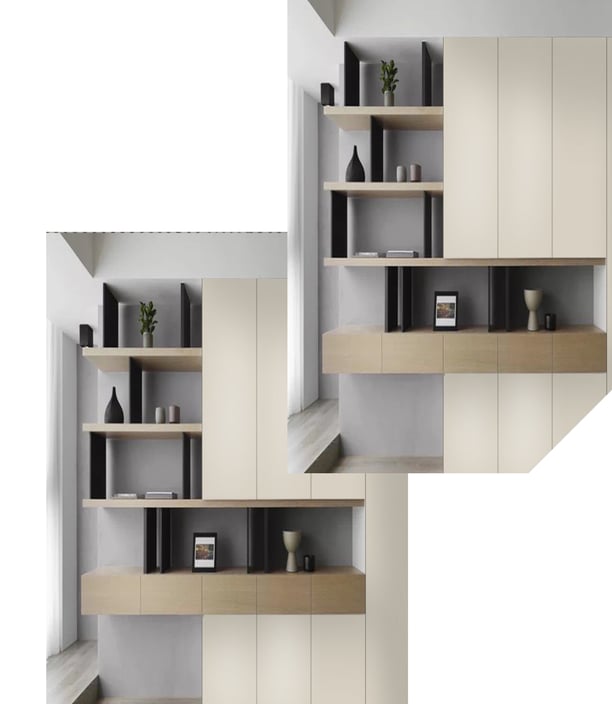 Un mueble super moderno con materiales super mate