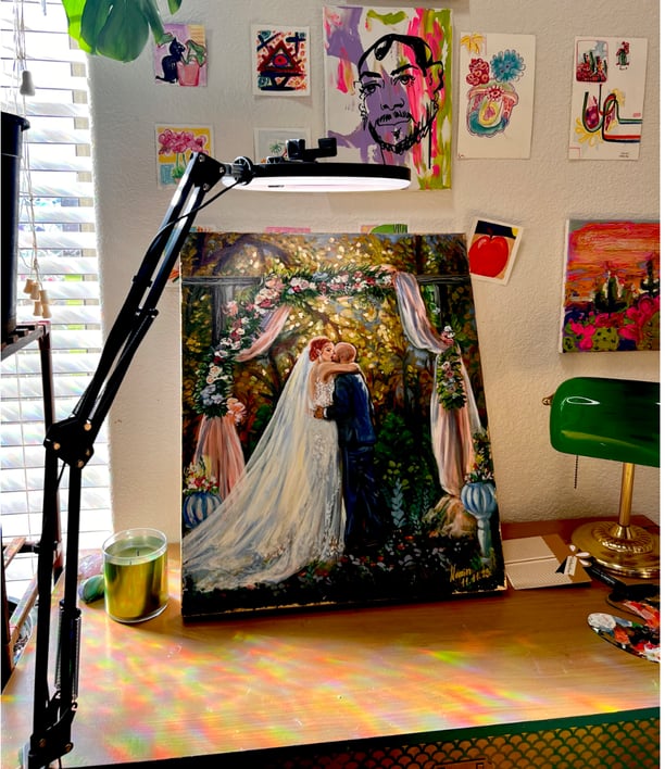 LIve wedding painting, Live painter near me, Artists studio