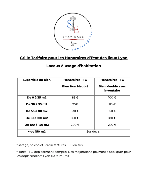 Honoraires d'état des lieux STAY EASE