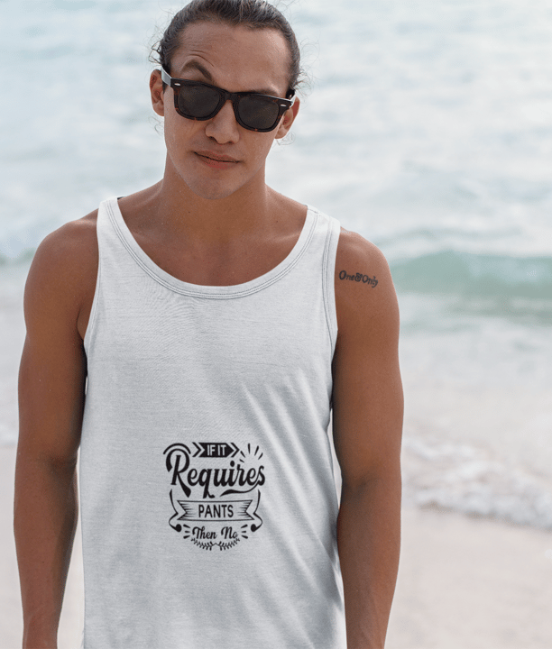 a woman in a tank top and sunglasses on a beach