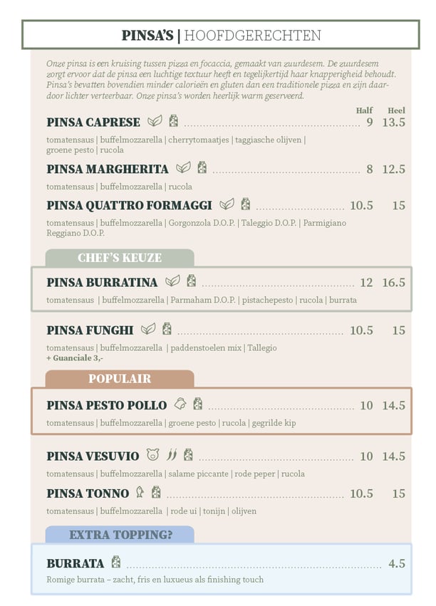 hoofdgerechten, Pinsa Pinsa's