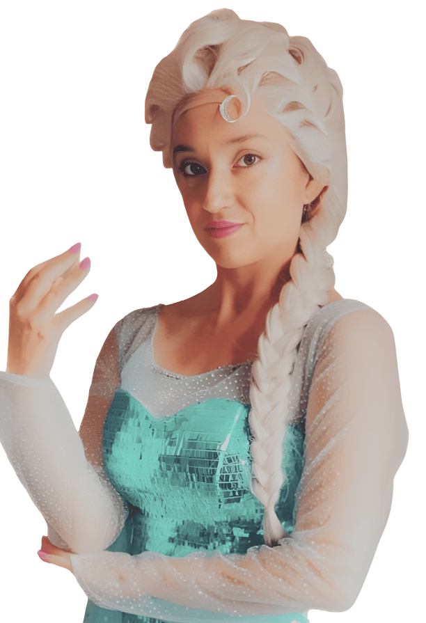 A woman dressed as Princess Elsa