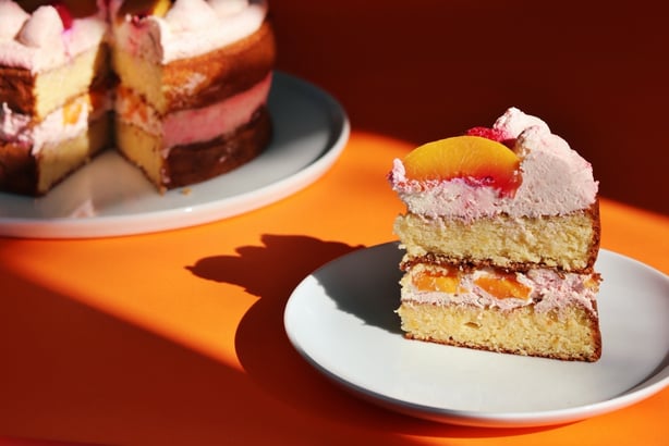 Peach Melba Cake (Gluten Free)