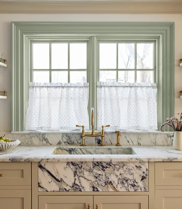 white and black polka dot kitchen window curtains
