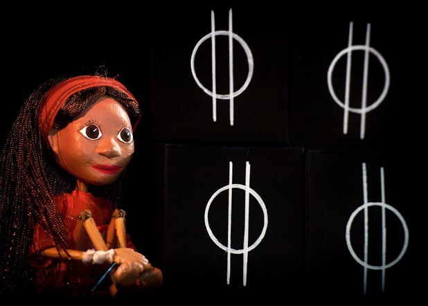 Marioneta de la obra "Despierta al rinoceronte" de Marián González.