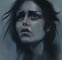 a woman with a teary face and a teary face